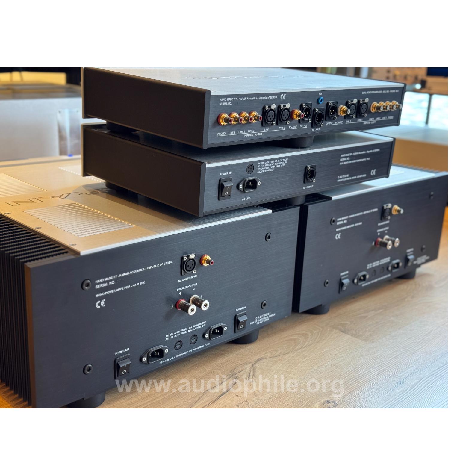 Karan acoustic kam 2000 monoblock power & kal ref mk3 preamp